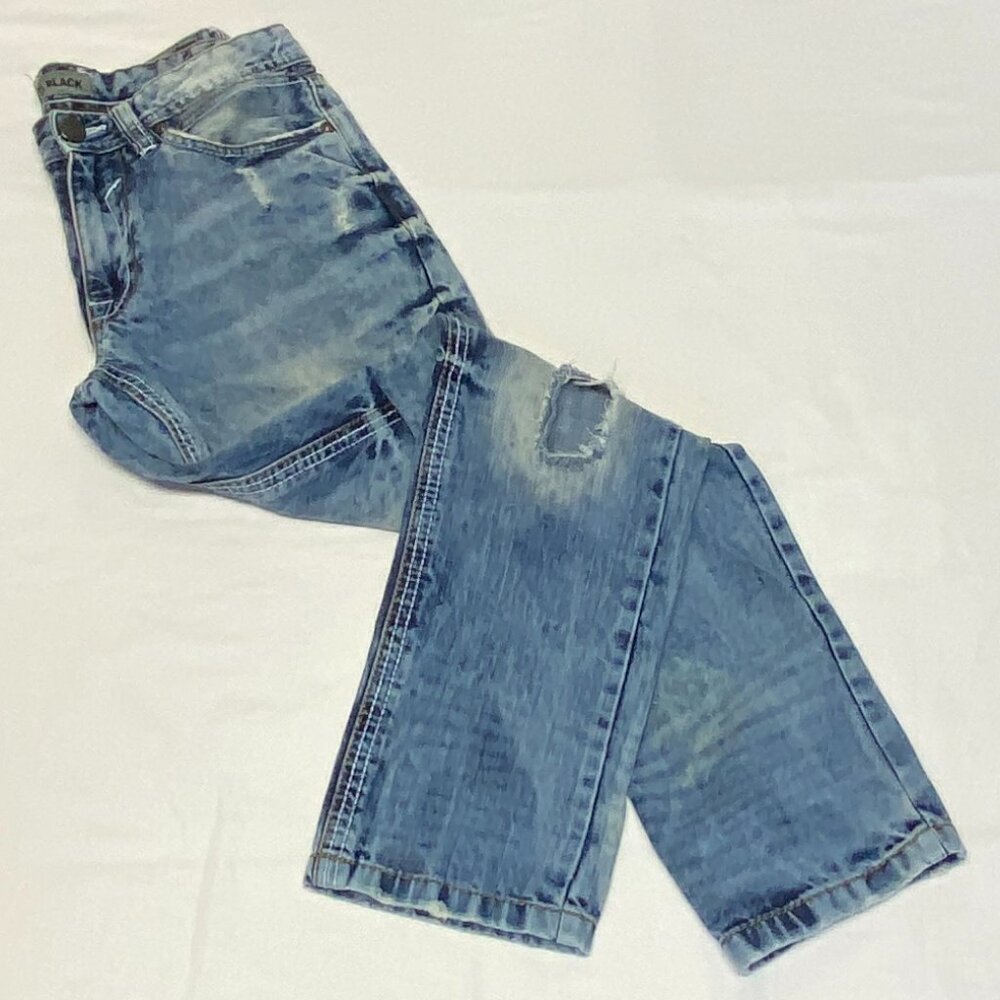 CJ Black Distressed Slim Denim Jeans Faded Medium Wash 28 Embroidered Pocket - Picture 8 of 14